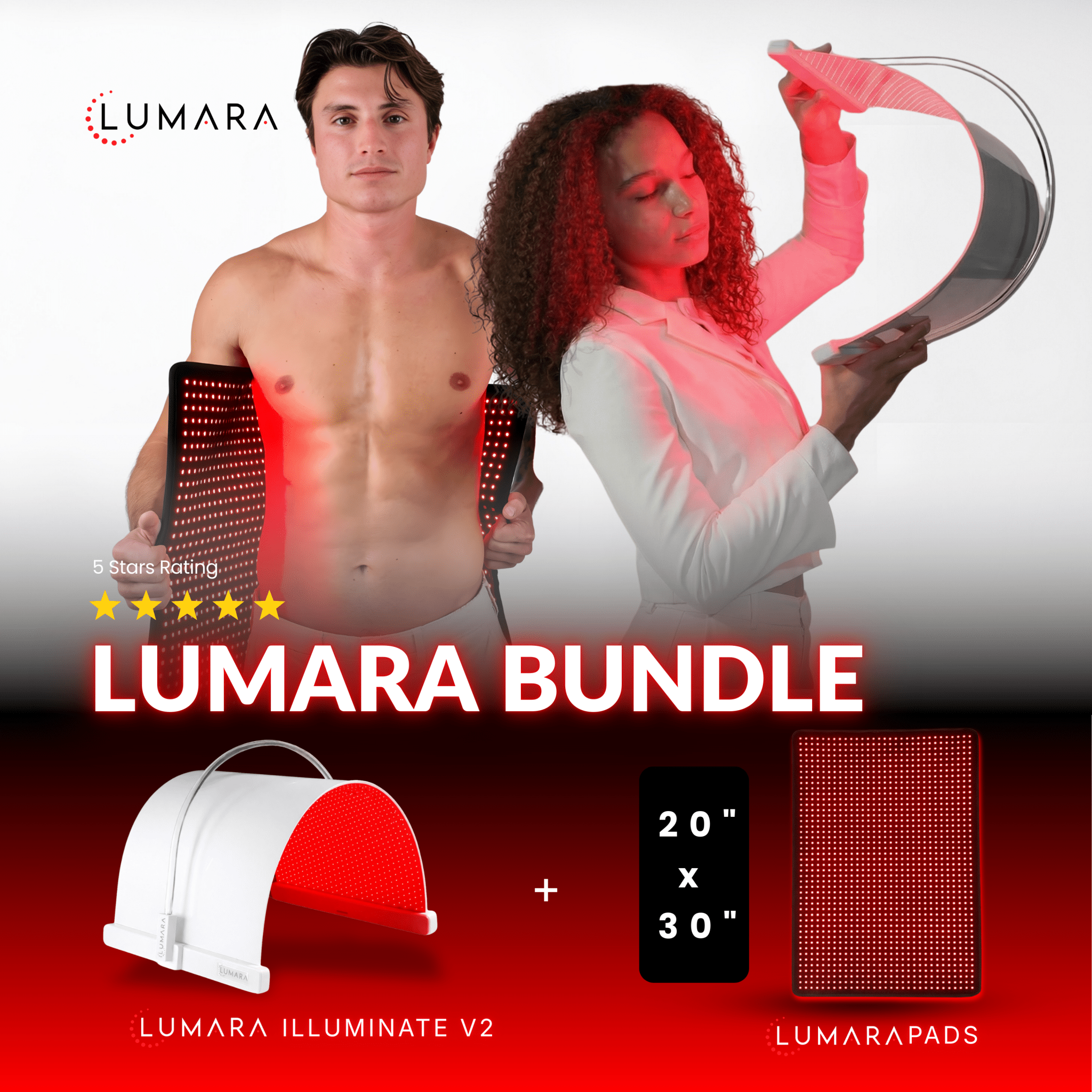Lumara Illuminate V2 Professional Red Light Therapy Panel + Large Pad Bundle 20 x 30"