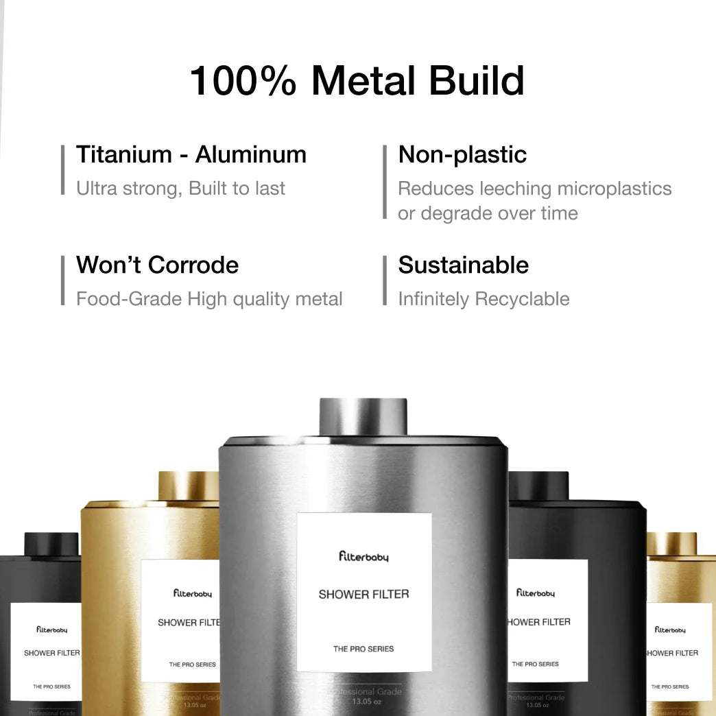 Filterbaby Pro Series Titanium Aluminum Shower Filter Gold