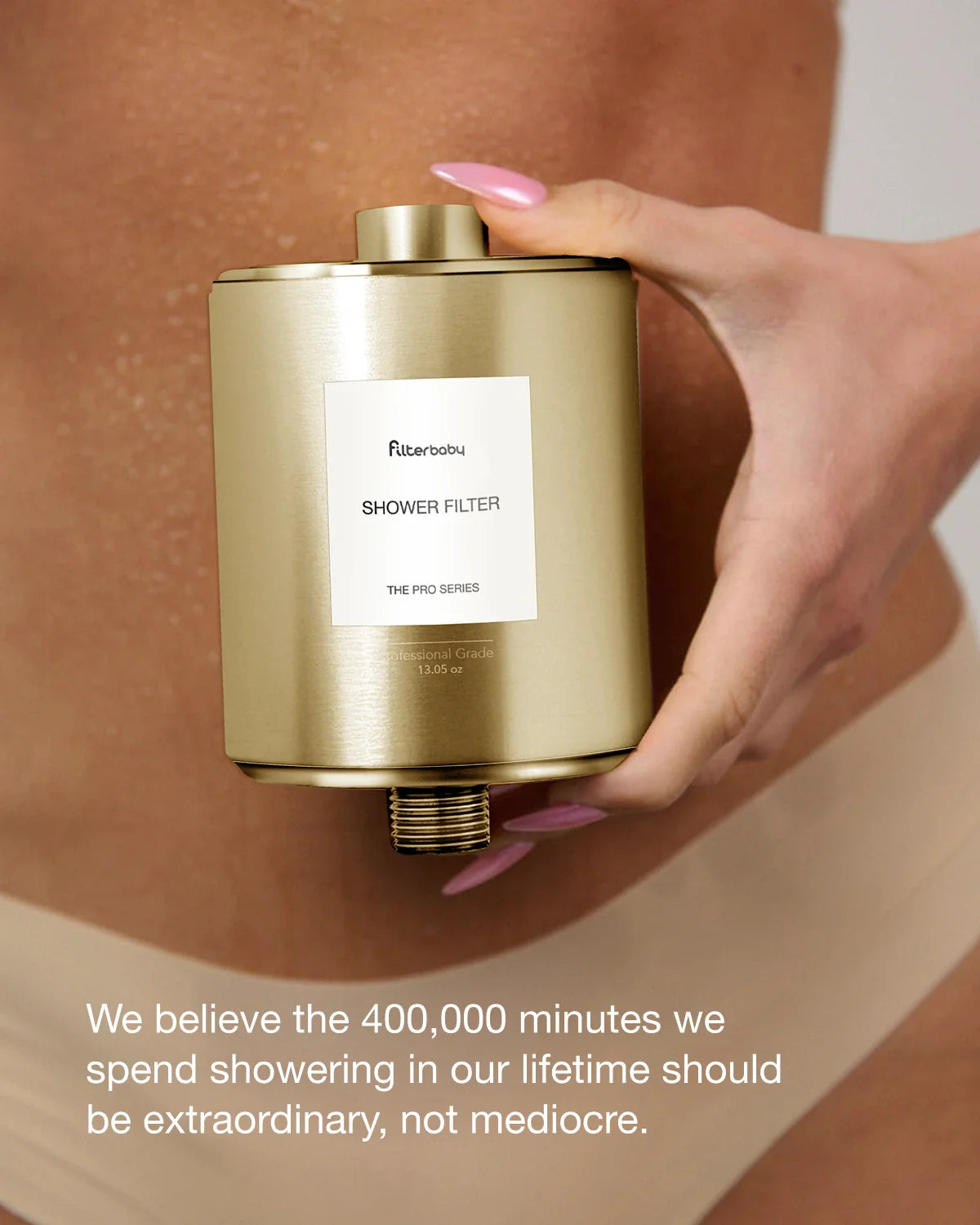 Filterbaby Pro Series Titanium Aluminum Shower Filter Gold