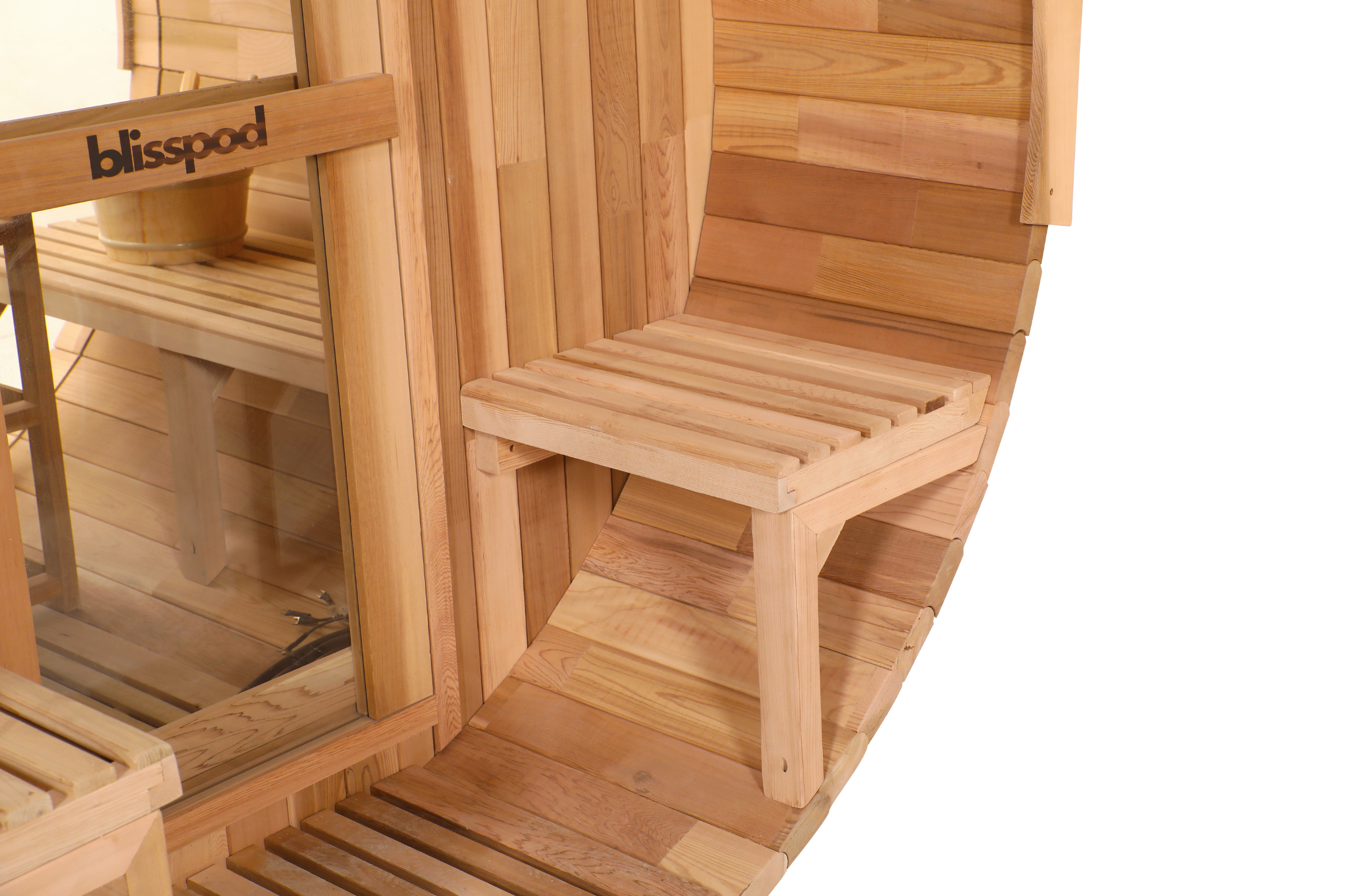 Blisspod Prague Canadian Cedar Barrel Sauna | Full Glass back & Porch Seating
