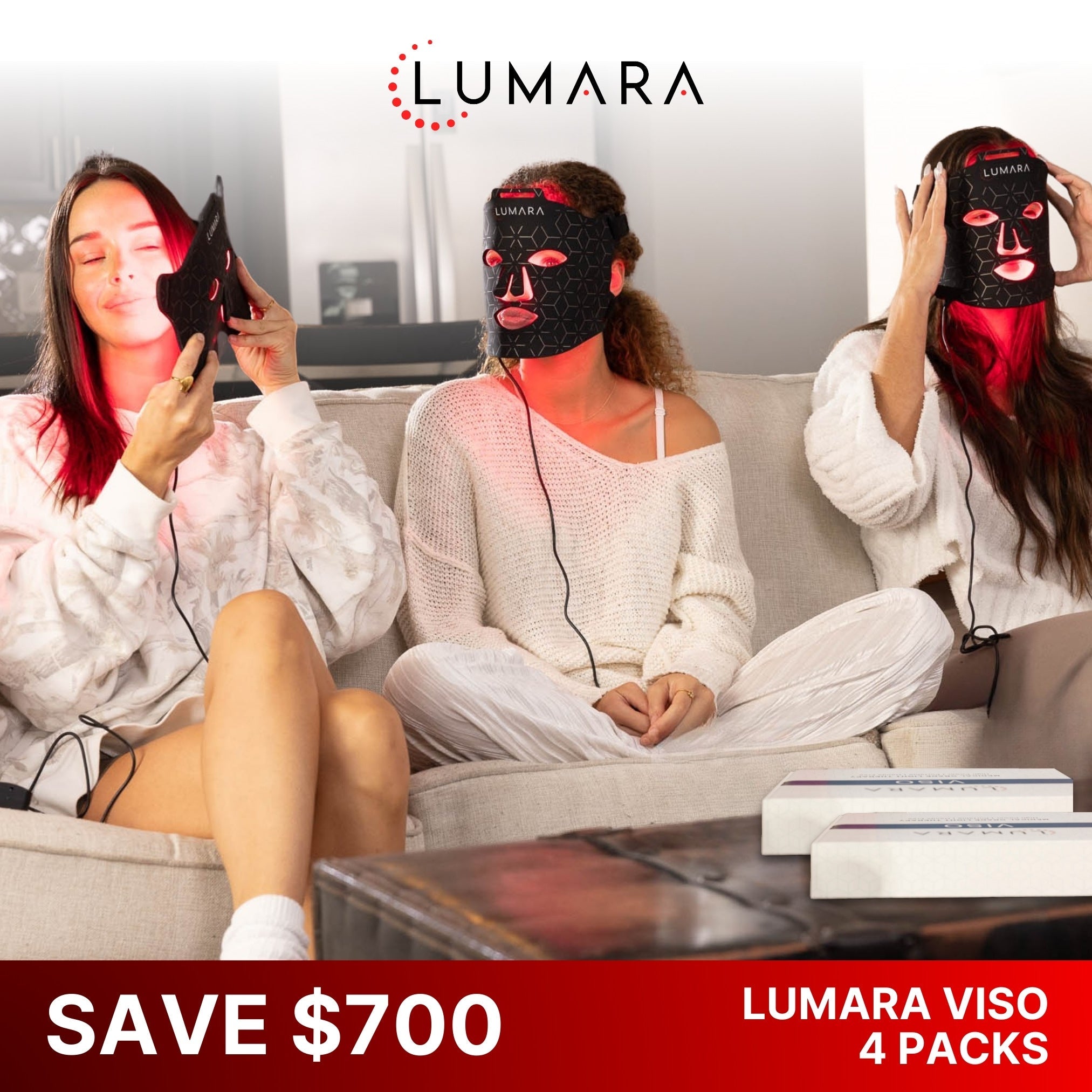 Lumara VISO - FDA Cleared Red Light Therapy Mask - 4 pk