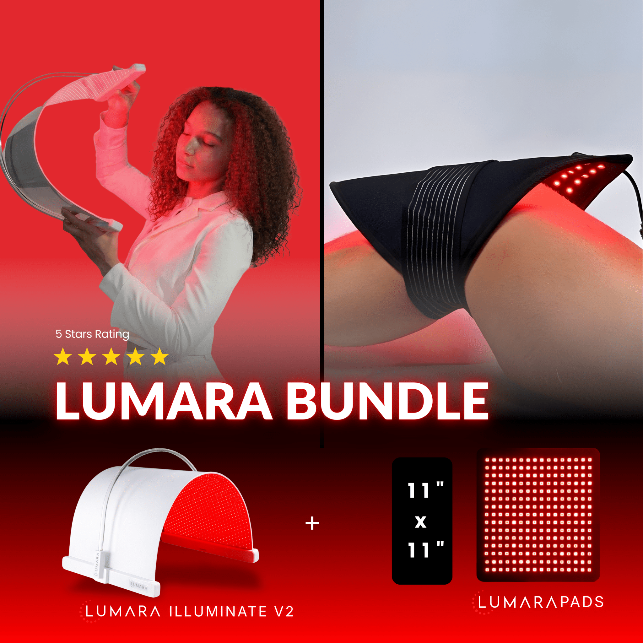 Lumara Illuminate V2 Professional Red Light Therapy Panel + Small Pad Bundle 11 x 11"