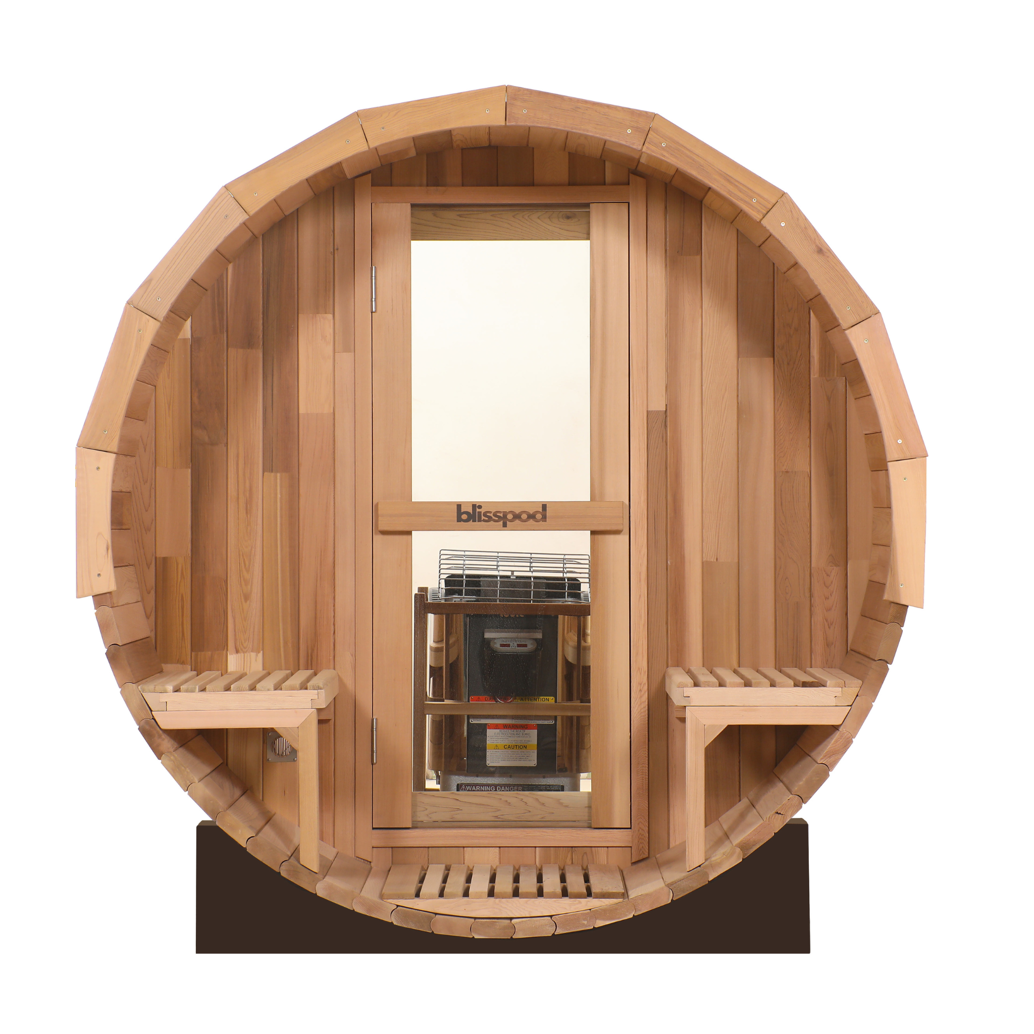 Blisspod Prague Canadian Cedar Barrel Sauna | Full Glass back & Porch Seating