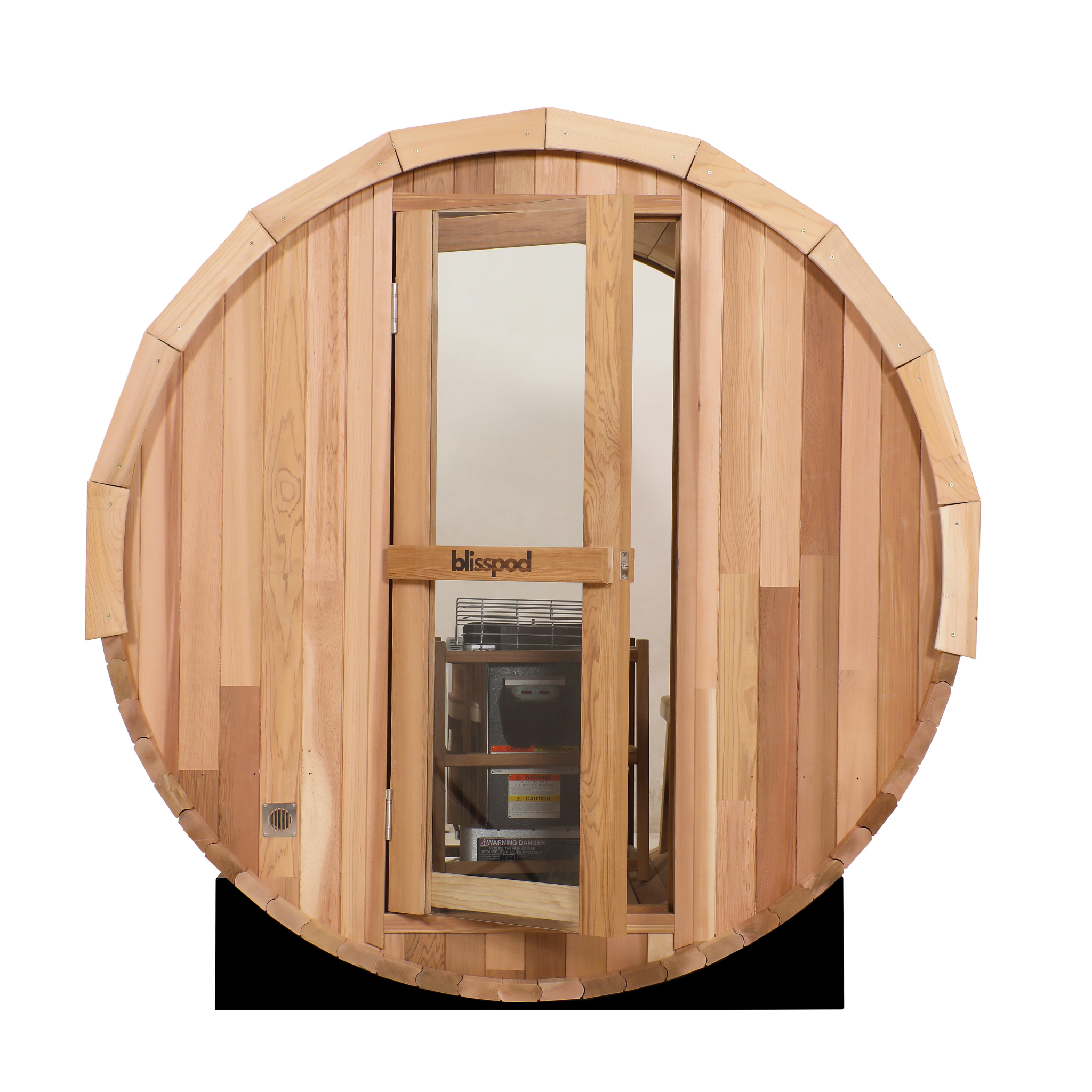 Blisspod Prague Canadian Red Cedar Outdoor Barrel Sauna with Full Panoramic Glass (4-6 People)